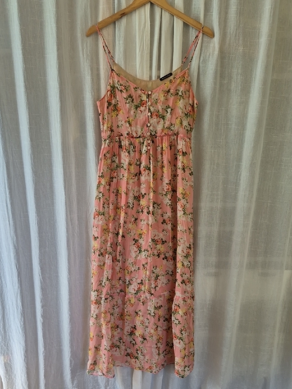 Massimo Dutti SiLK Pink Floral Maxi Dress